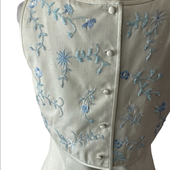 Kay Unger Evening Mid-90's Vintage Beaded Light Blue Cocktail Dress Size… - Picture 5 of 8